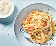 Spaghetti mit Lachs à la Carbonara
